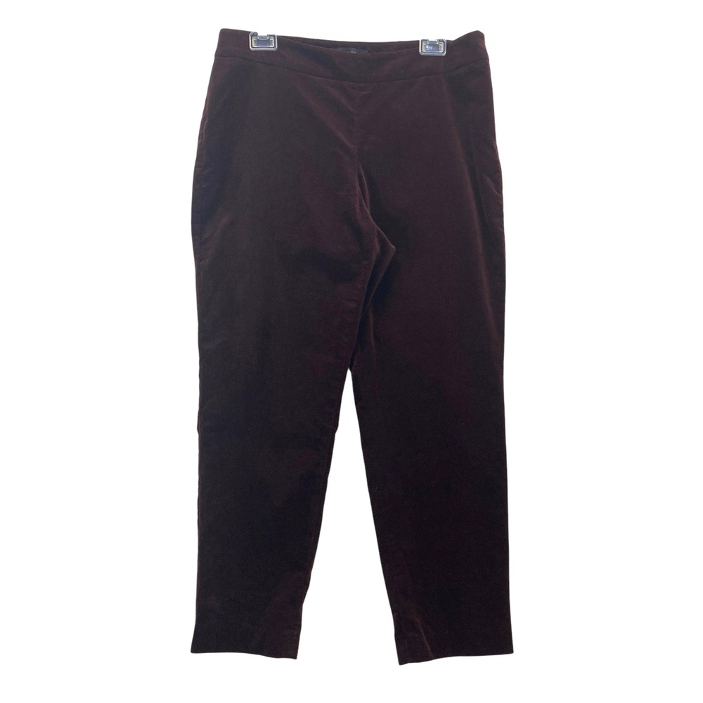Talbots Velvet‎ Ankle Pant Womens 12P Size 12 Petite Purple Holiday Side Zip